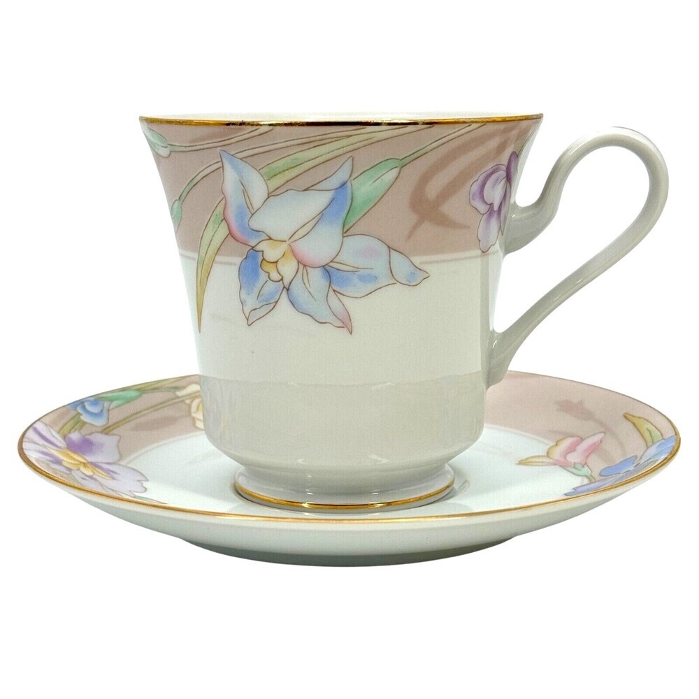 Mikasa Charisma Beige L9048 Teacup Cup Saucer Floral Dinnerware VTG